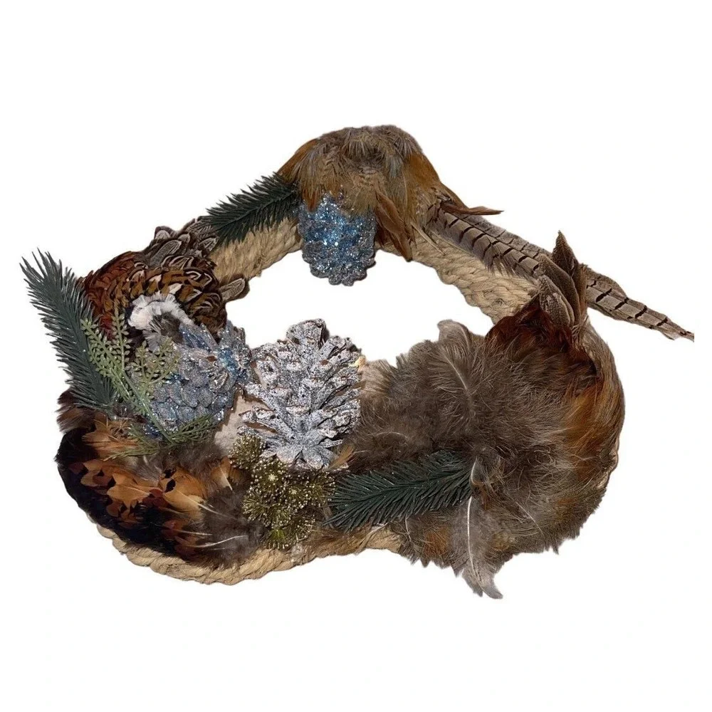 Ring Neck Pheasant Feathers Tails Pelt Down Heart Wreath Taxidermy 15